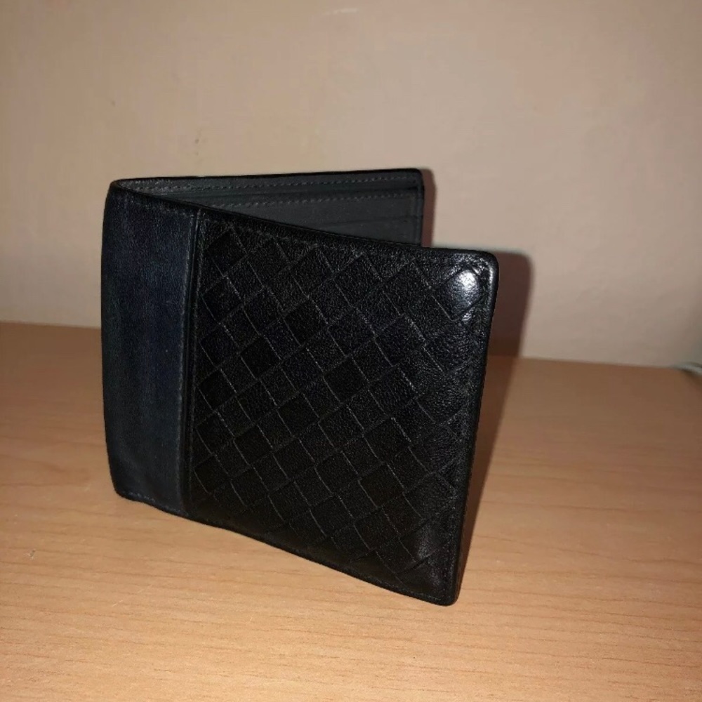 BOTTEGA VENETA Men's bi-fold wallet Gray/ Blue